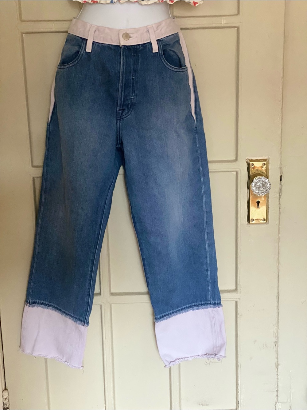 J.Brand -Two-Tone Wide-Leg Jeans with white Trim -size 28